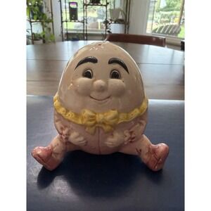 Vintage Humpty Dumpty Ceramic Salt Shaker Pink Yellow Nursery Rhyme Figurine